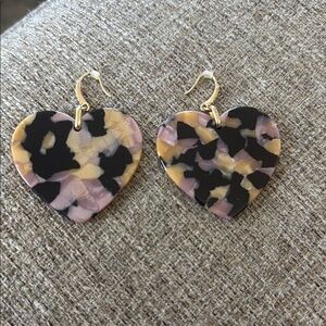 Heart-Shaped Tortoiseshell Earrings